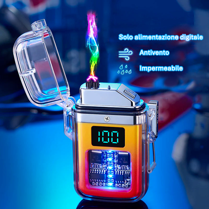 ACCENDINO ELETTRONICO LUMINOSO IMPERMEABILE AD ARCO AL PLASMA COD. TW-DHQ-613