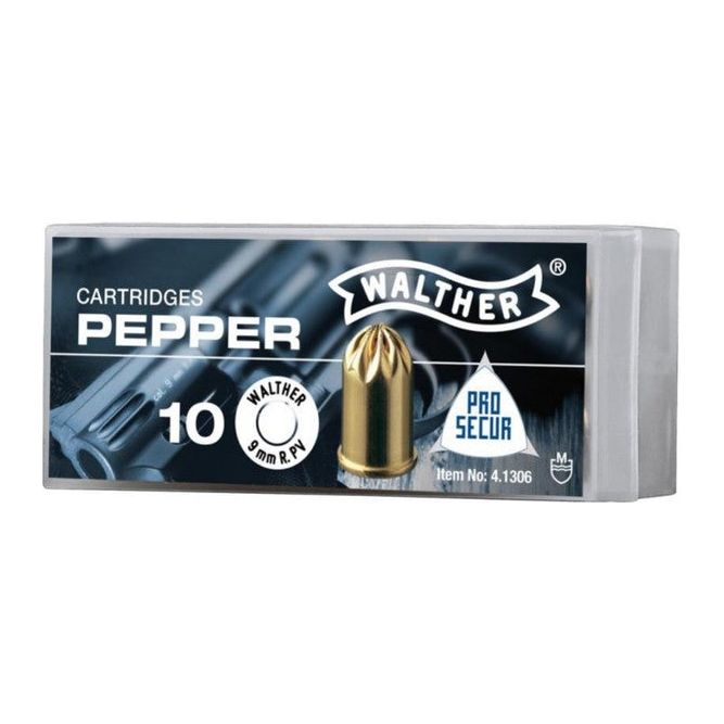 MUNIZIONI A GAS PV-S 9 mm REVOLVER SUPRA PEPPER WALTHER 10 PEZZI COD. 4.1306
