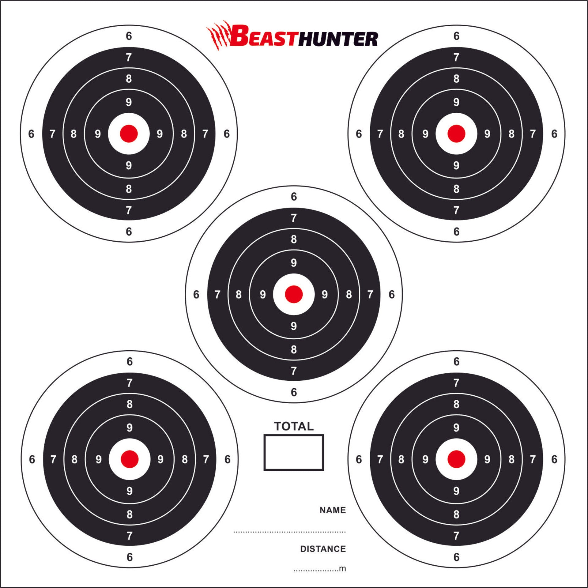 Bersagli BeastHunter 14x14cm 5-target confezione da 100 pz COD. 22005