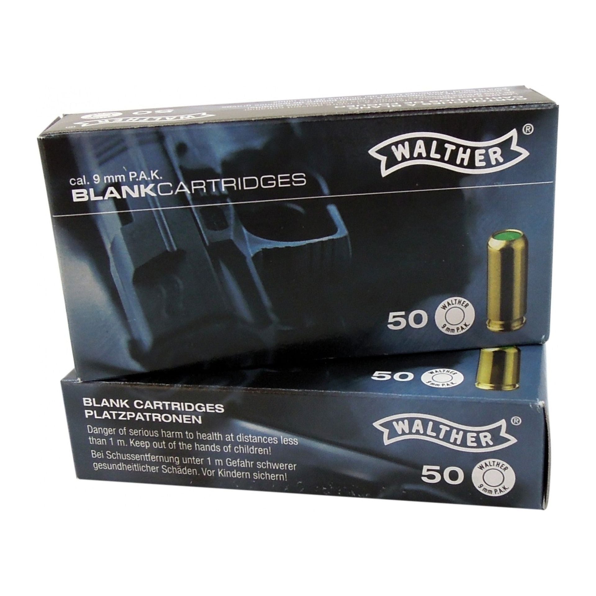 CARTUCCE A SALVE 9 mm PER PISTOLA WALTHER 50 PEZZI COD. 4.1341-1