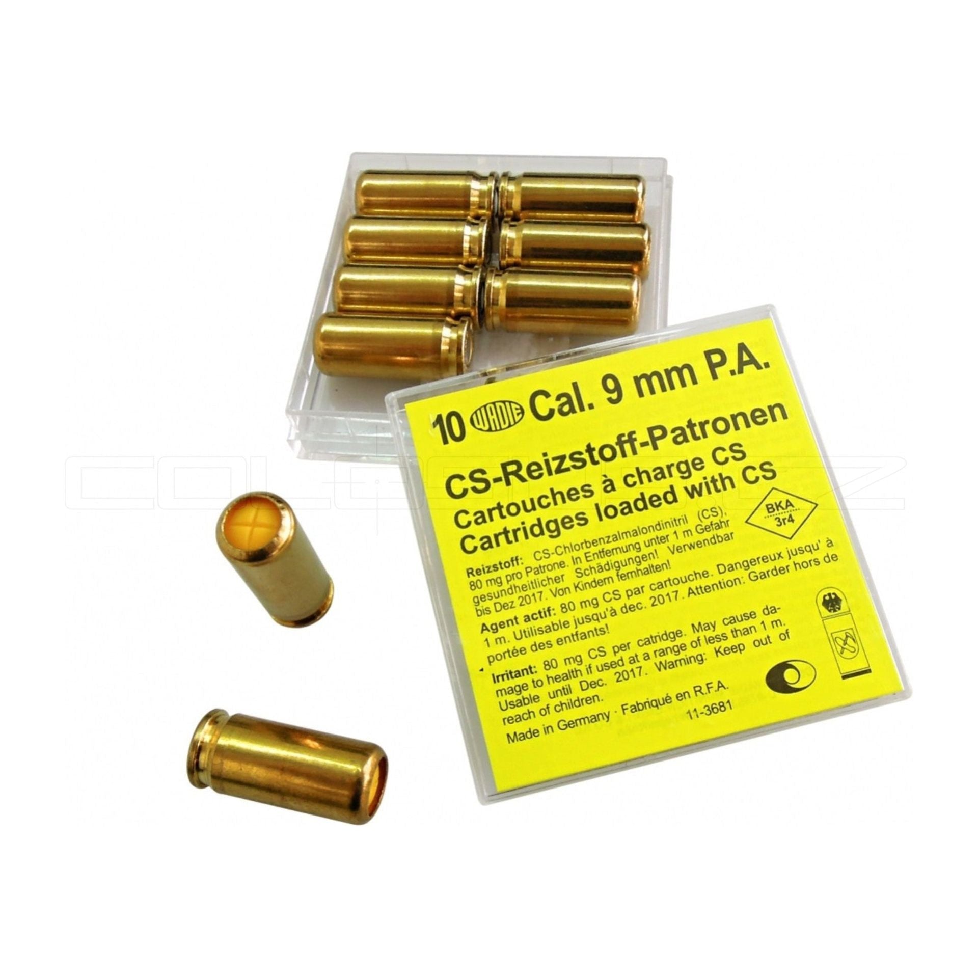 MUNIZIONI A GAS CS 9mm PER PISTOLA WADIE 10 PEZZI COD. 271302