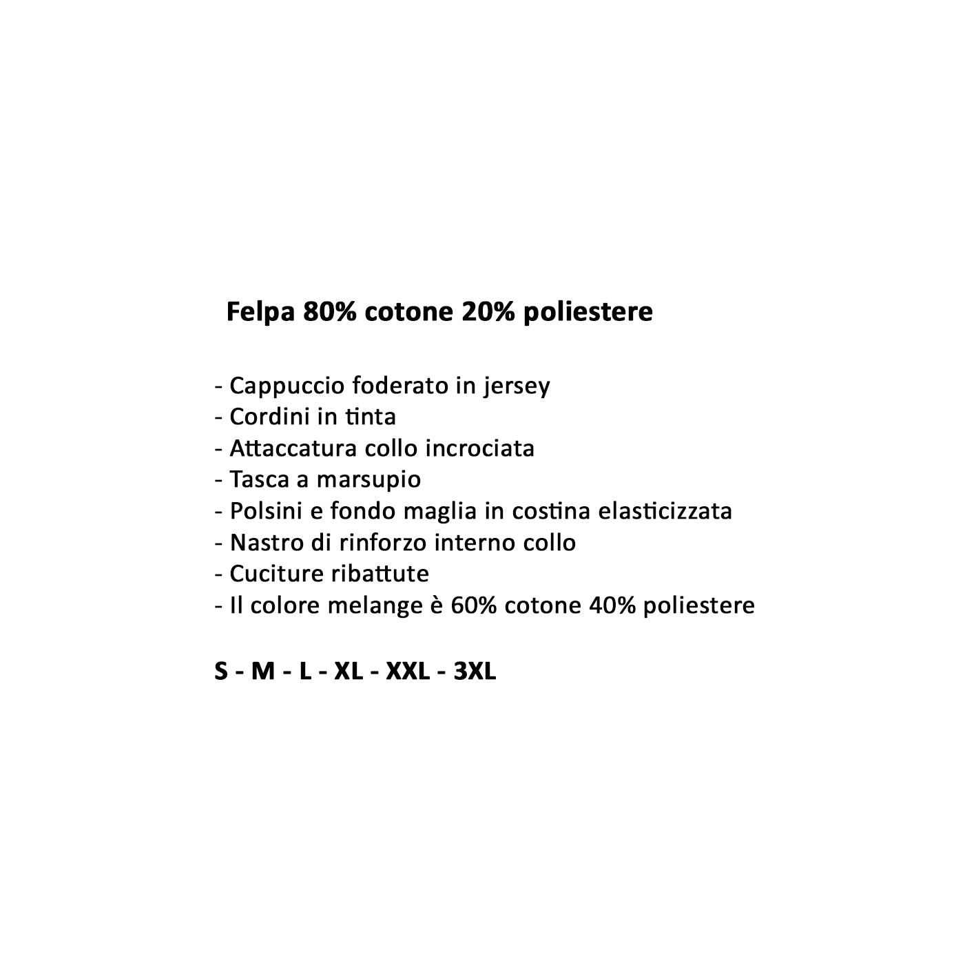 FELPA CON CAPPUCCIO E TASCA FRONTALE A MARSUPIO UOMO ARTICOLI DA DIFESA COD. FECM1