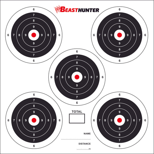 Bersagli BeastHunter 14x14cm 5-target confezione da 100 pz